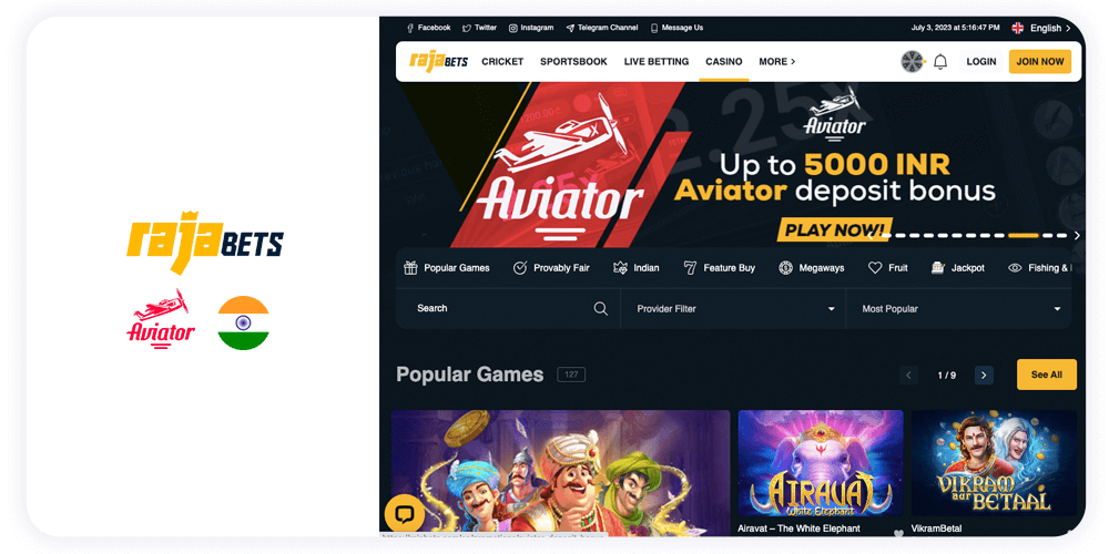 Juega el juego Aviator Rajabets en línea en Colombia 2